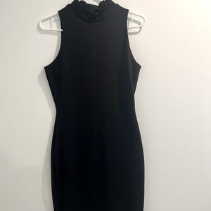 Black 3/4 length cotton Lycra le chateau classic turtle neck dress